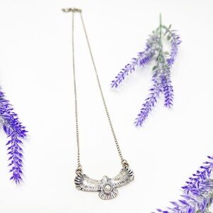 Bohemian Soaring Free Bird Faux Pearl Cabochon Pendant Necklace